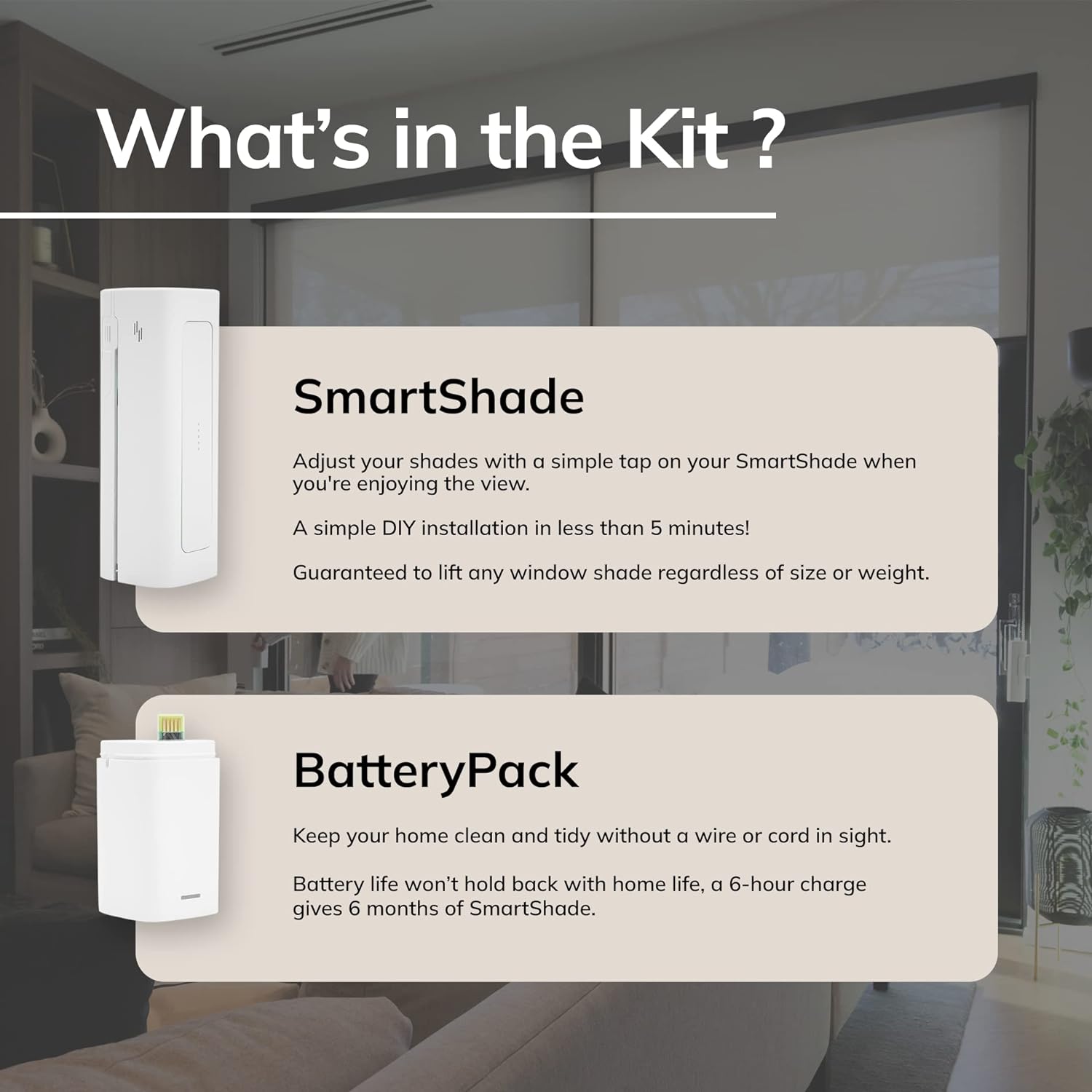 RYSE SmartShade + BatteryPack (Wire-free) - RYSE